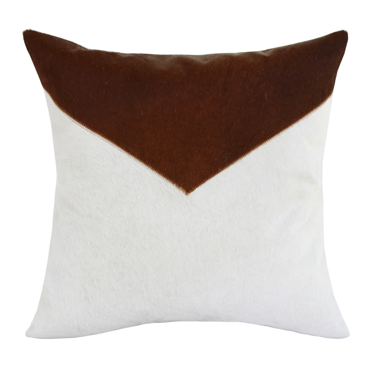 20 x 20 in. Geometric Faux Leather Zippered Pillow, Brown & Ivory