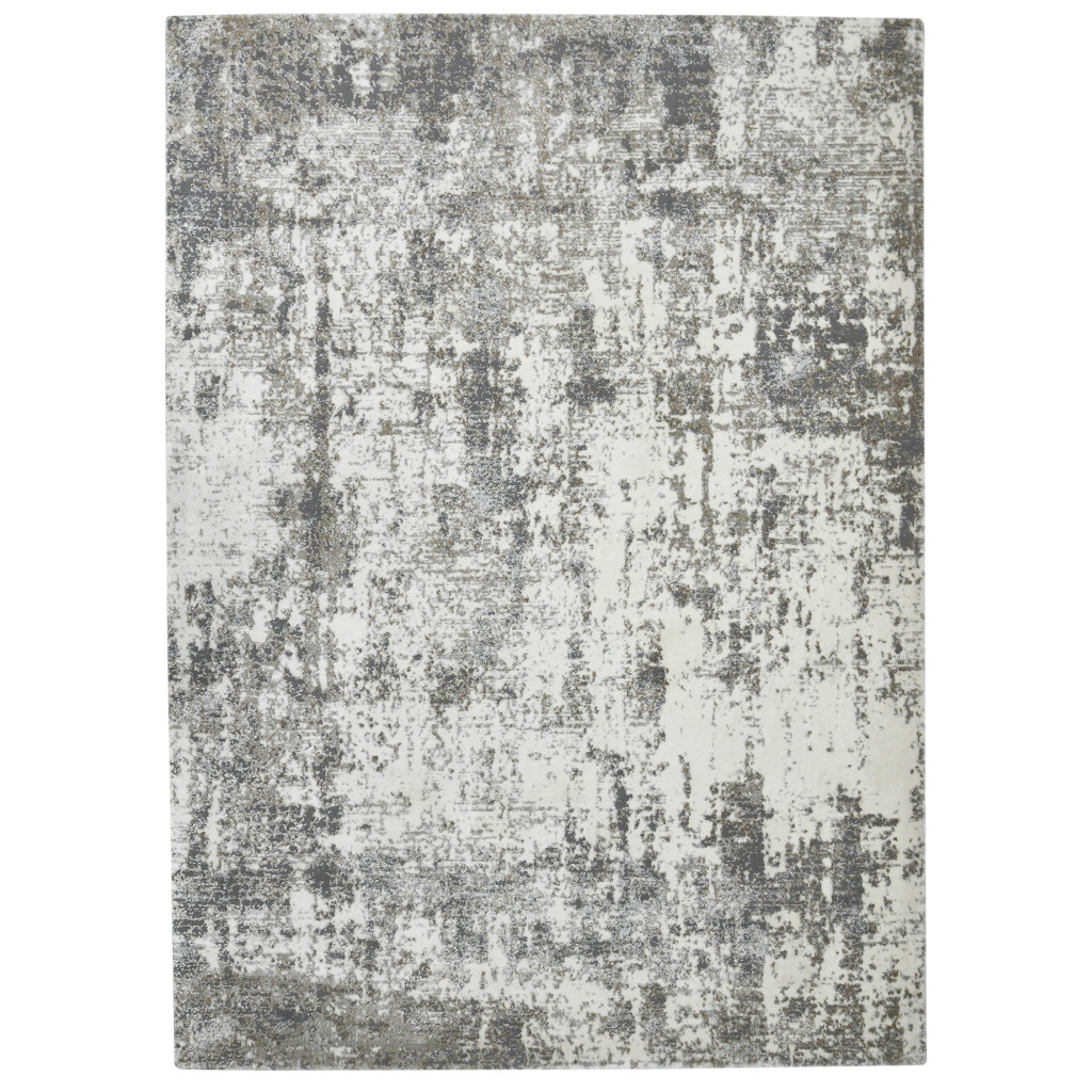 5 x 8 ft. Abstract Power Loom Rectangle Area Rug, Gray & Ivory