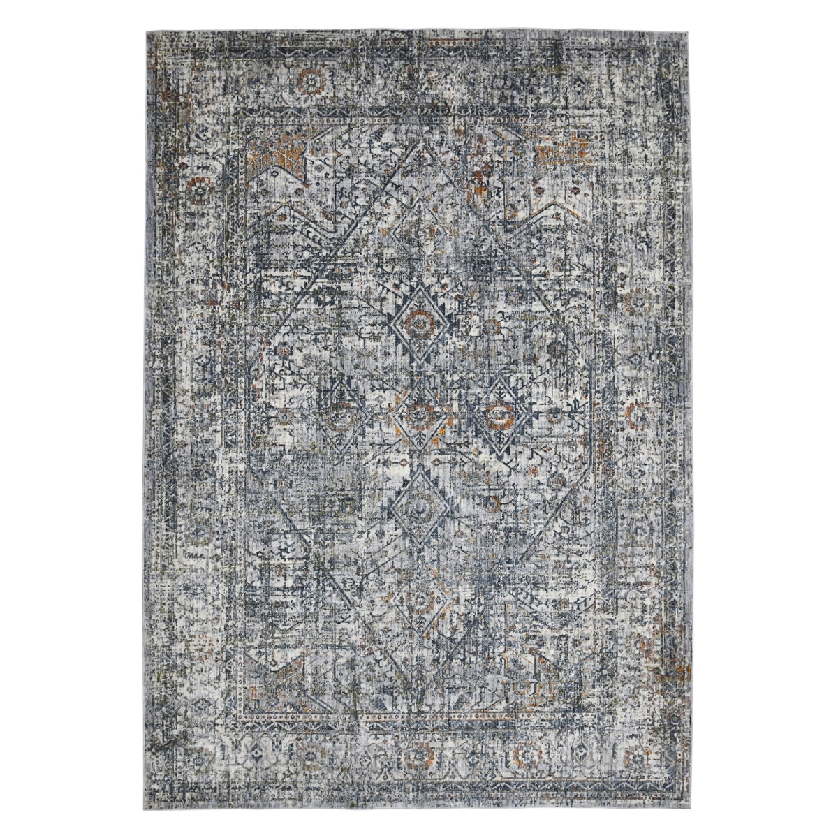 5 x 8 ft. Oriental Power Loom Rectangle Area Rug, Gray & Ivory