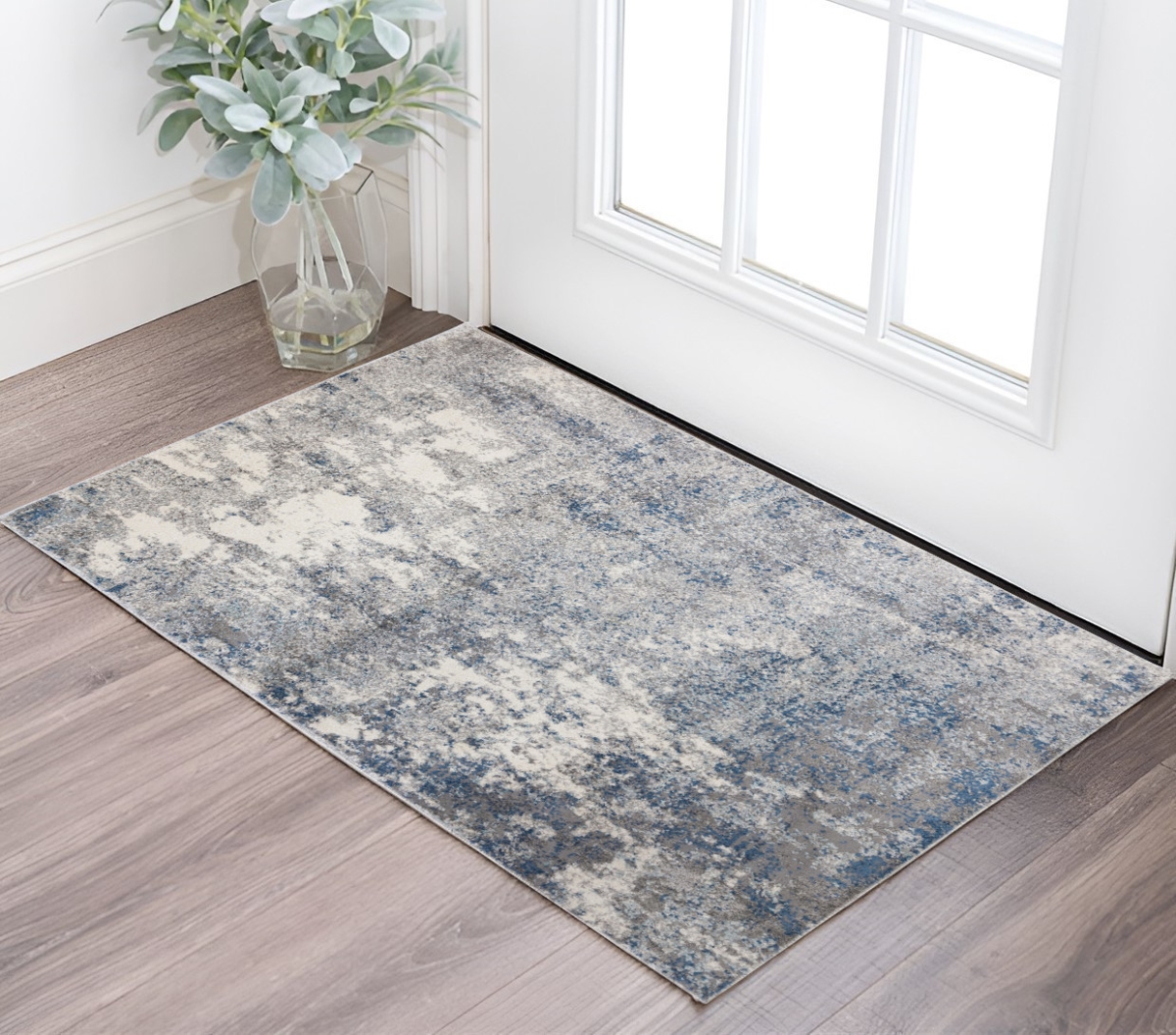 532362 2 x 3 ft. Blue & Gray Abstract Power Loom Rectangle Area Rug