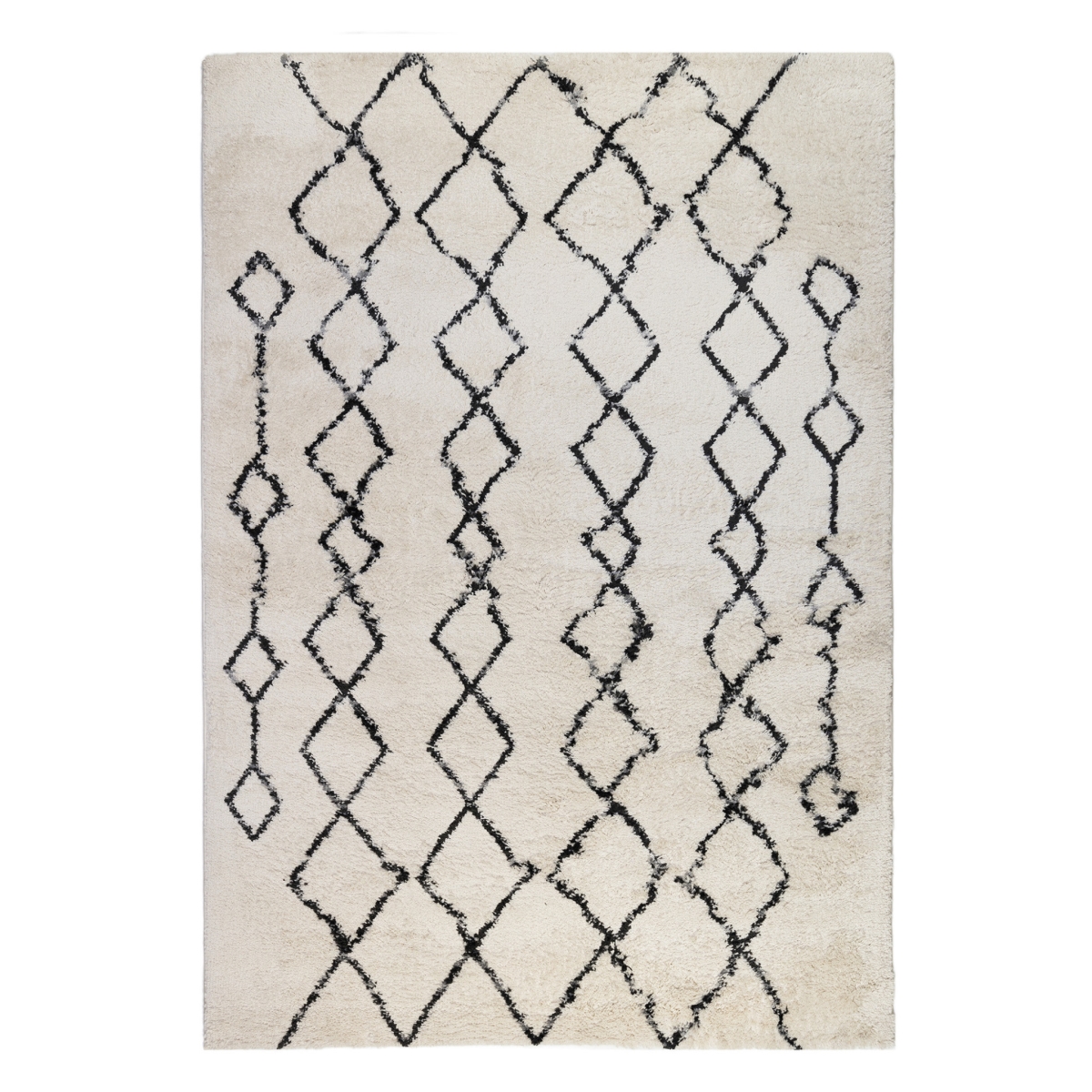 5 x 8 ft. Geometric Machine Woven Shag Rectangle Area Rug, Gray & Ivory