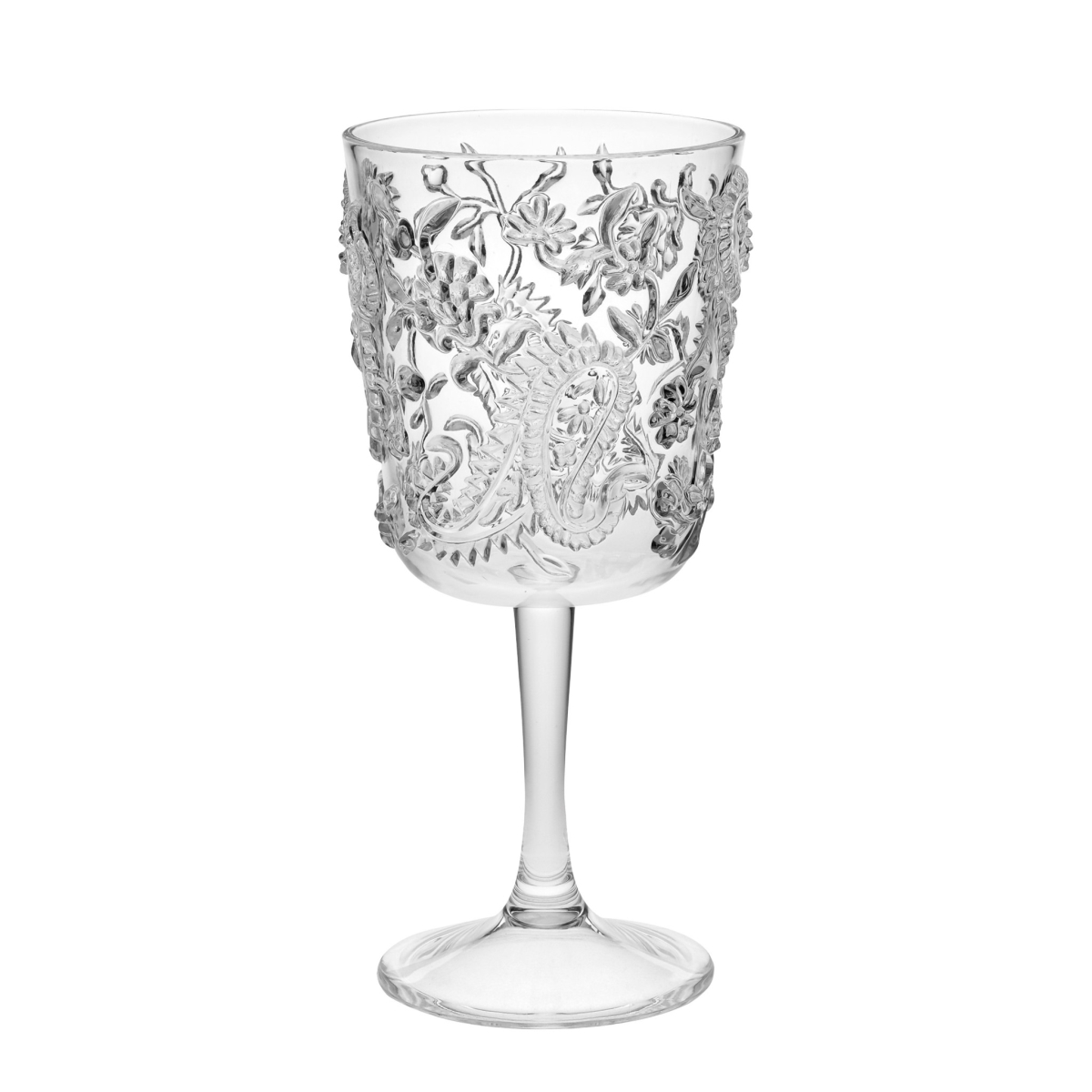 Picture of HomeRoots 521106 Paisley Acrylic Stemmed All Purpose Wine Glass, Clear - Set of 4