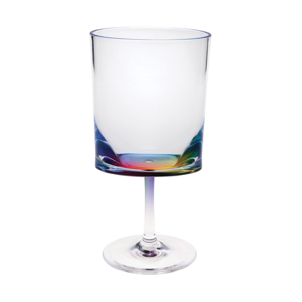 Picture of HomeRoots 521119 Geometric Acrylic Stemmed All Purpose Wine Glasses, Clear & Rainbow - Set of 4