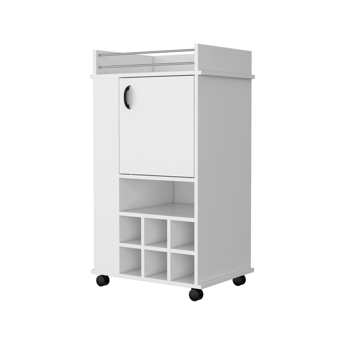 535105 Rolling Bar Cart with Wine Storage, White