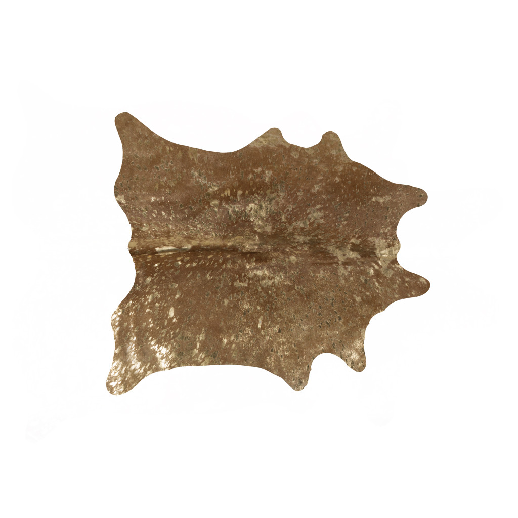 6 x 7 ft. Cowhide Hand Knotted Novelty Area Rug, Gold & Brown