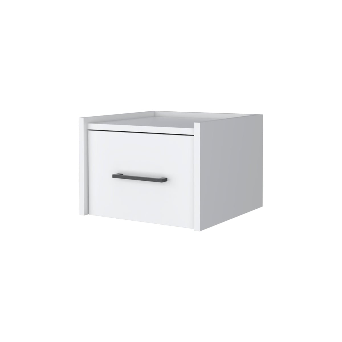 10 in. One Drawer Faux Wood Floating Nightstand, White