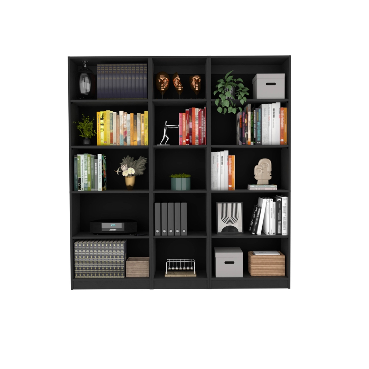 546346 71 in. Five Tier Bookcase, Black