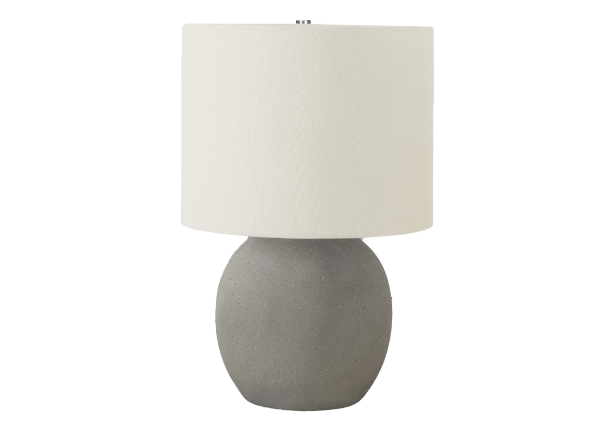 20 in. Concrete Round Table Lamp with Ivory Drum Shade, Gray