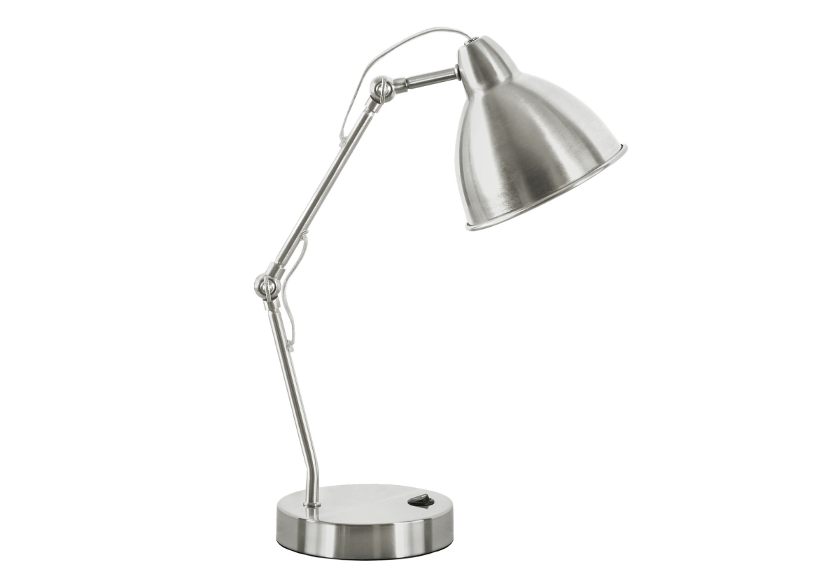 17 in. Metal Round USB Table Lamp with Nickel Dome Shade, Nickel