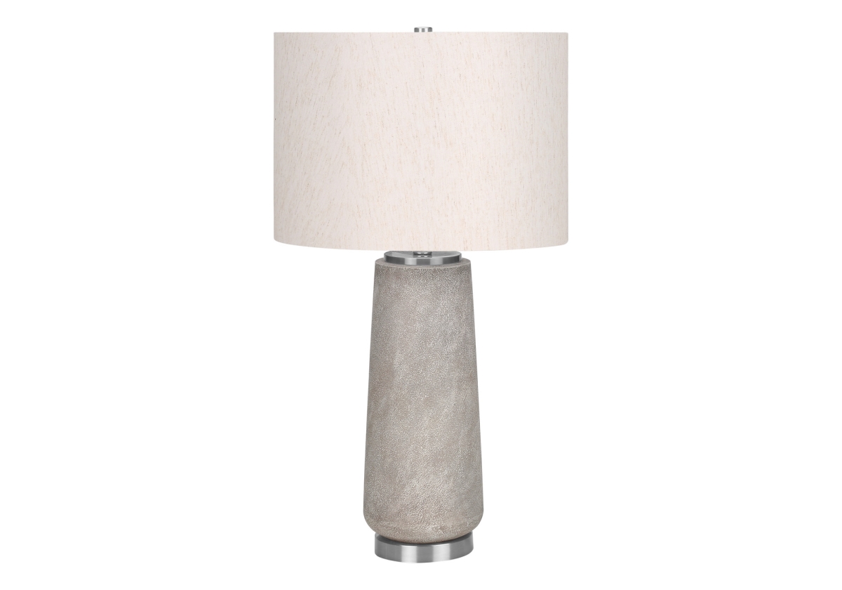 29 in. Cylinder Table Lamp with Ivory Drum Shade, Gray & Silver