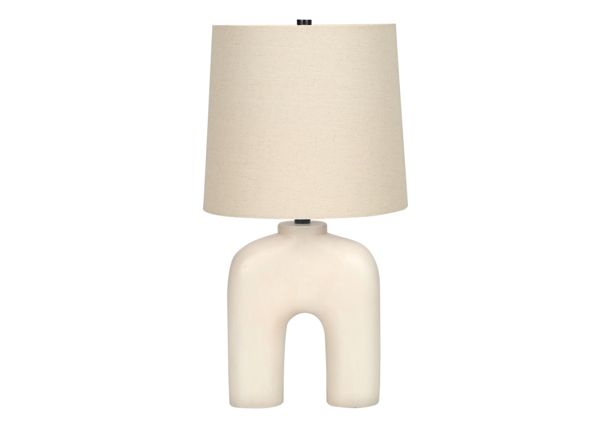 25 in. Geometric Table Lamp with Beige Empire Shade, Cream