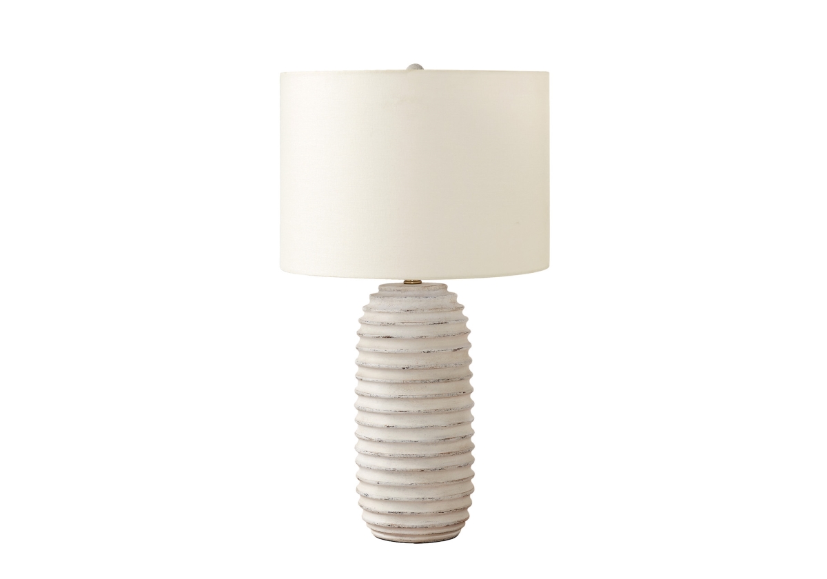 28 in. Geometric Table Lamp with Cream Drum Shade, Cream