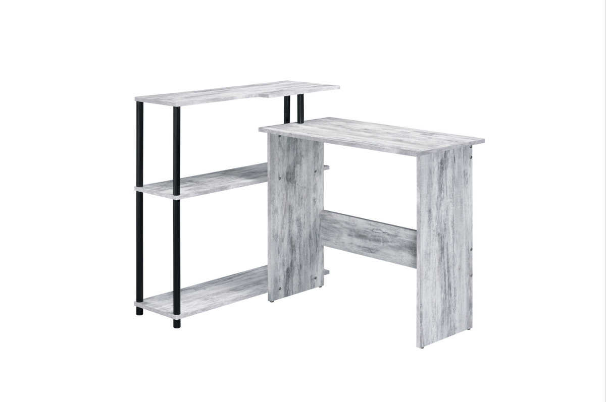 39 in. L Shape Writing Desk, Antiqued White