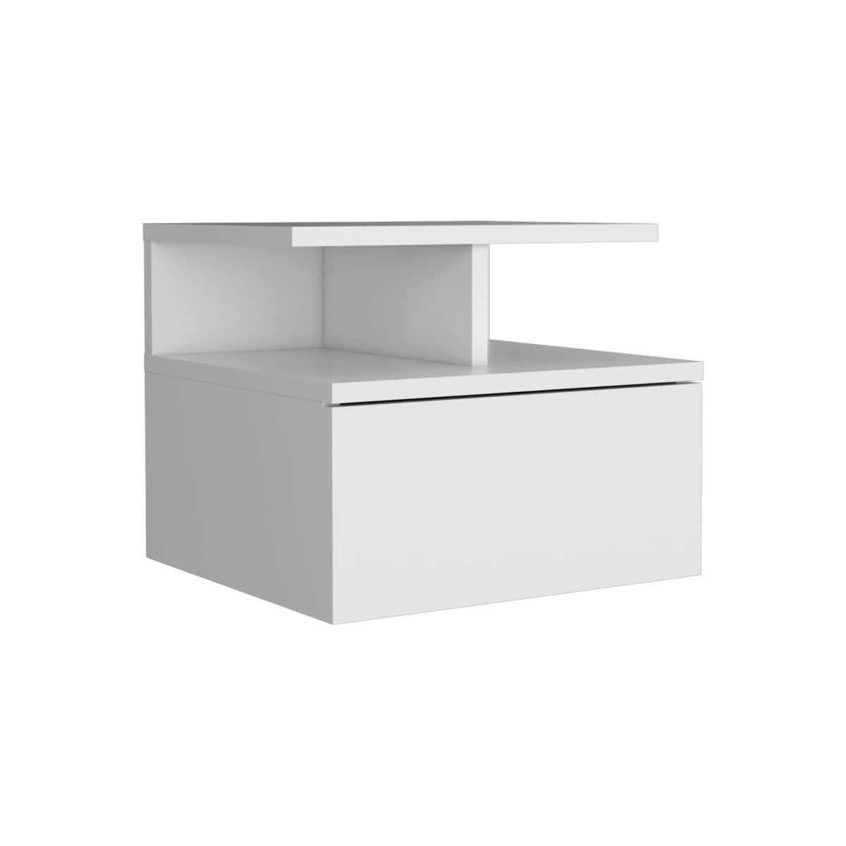 12 in. One Drawer Faux Wood Floating Nightstand, White