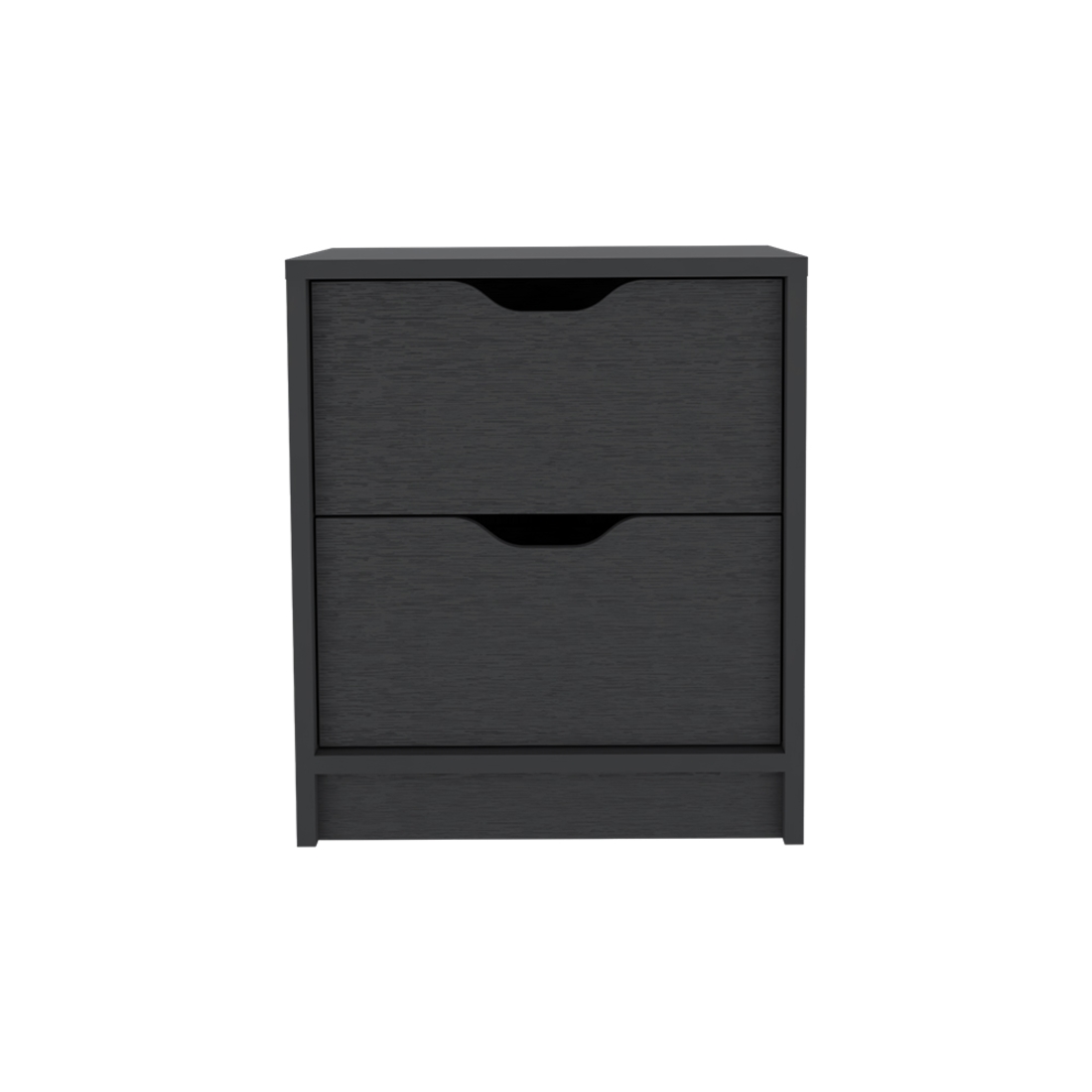 19 in. Two Drawer Faux Wood Nightstand, Black