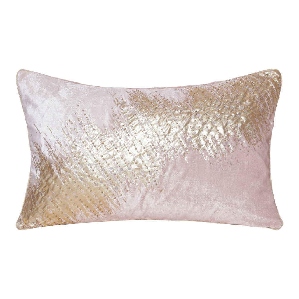 16 x 24 in. Abstract Polyester Zippered Pillow with Beads, Gold