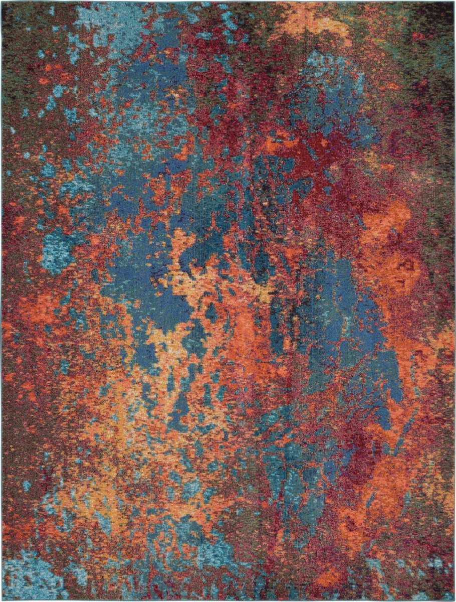 10 x 14 ft. Abstract Power Loom Rectangle Area Rug, Blue & Orange