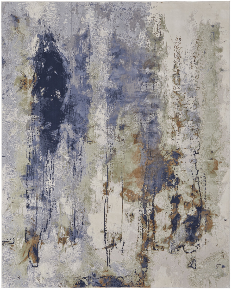 4 x 6 ft. Abstract Power Loom Rectangle Area Rug, Blue & Ivory