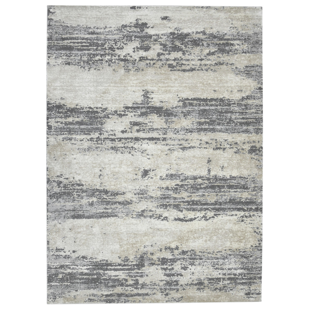 2 x 3 ft. Abstract Power Loom Rectangle Area Rug, Blue & Gray