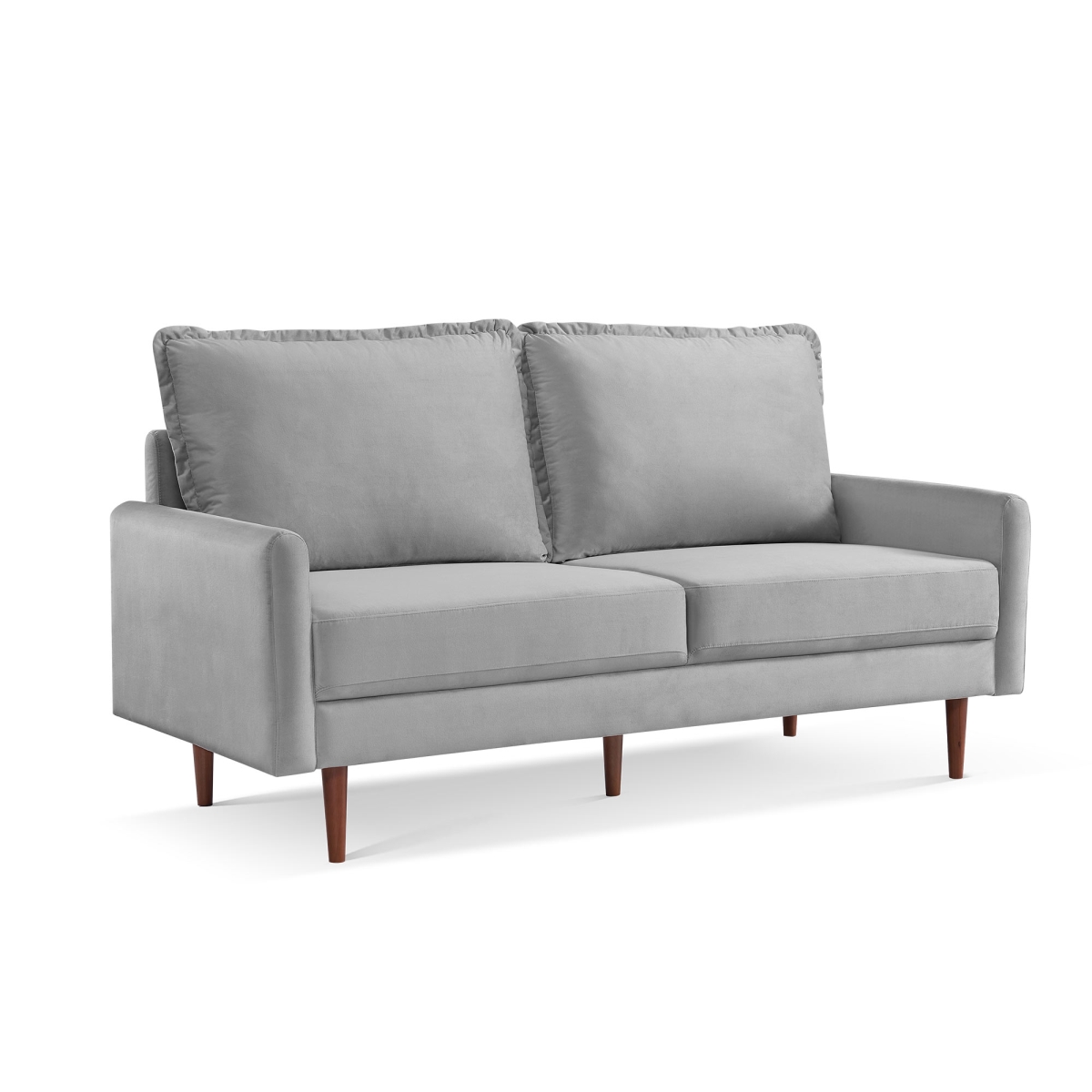 69 in. Velvet Sofa, Gray & Dark Brown
