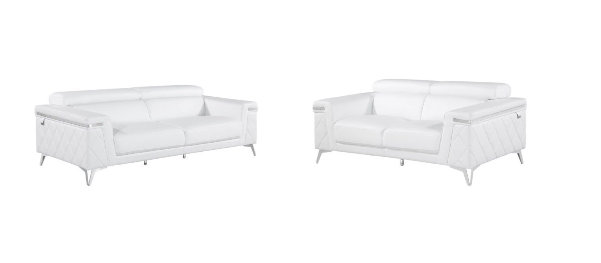 534172 Indoor Italian Leather Five Person Seating Set, White - 2 Piece