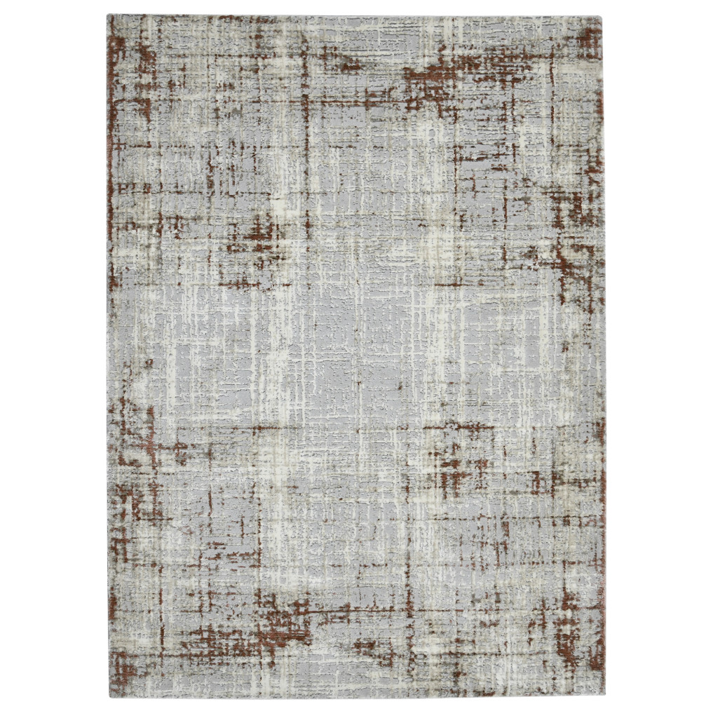 2 x 3 ft. Abstract Power Loom Rectangle Area Rug, Gray & Red