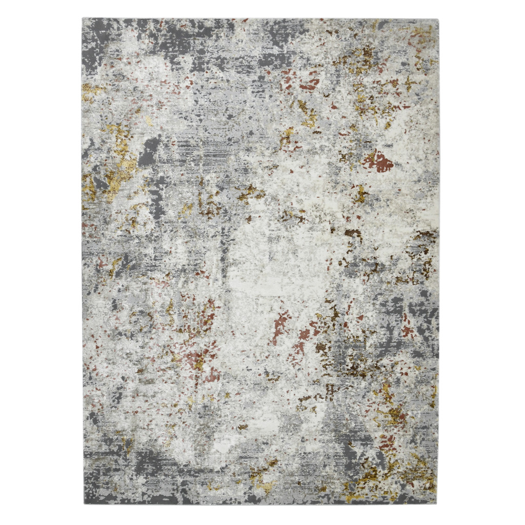 5 x 8 ft. Abstract Power Loom Rectangle Area Rug, Gray & Ivory
