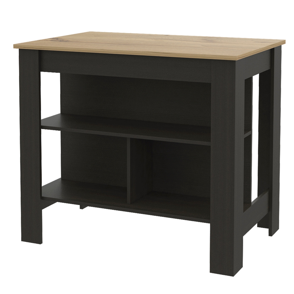 Picture of HomeRoots 535021 41 in. Kitchen Island with Storage&#44; Black & Oak