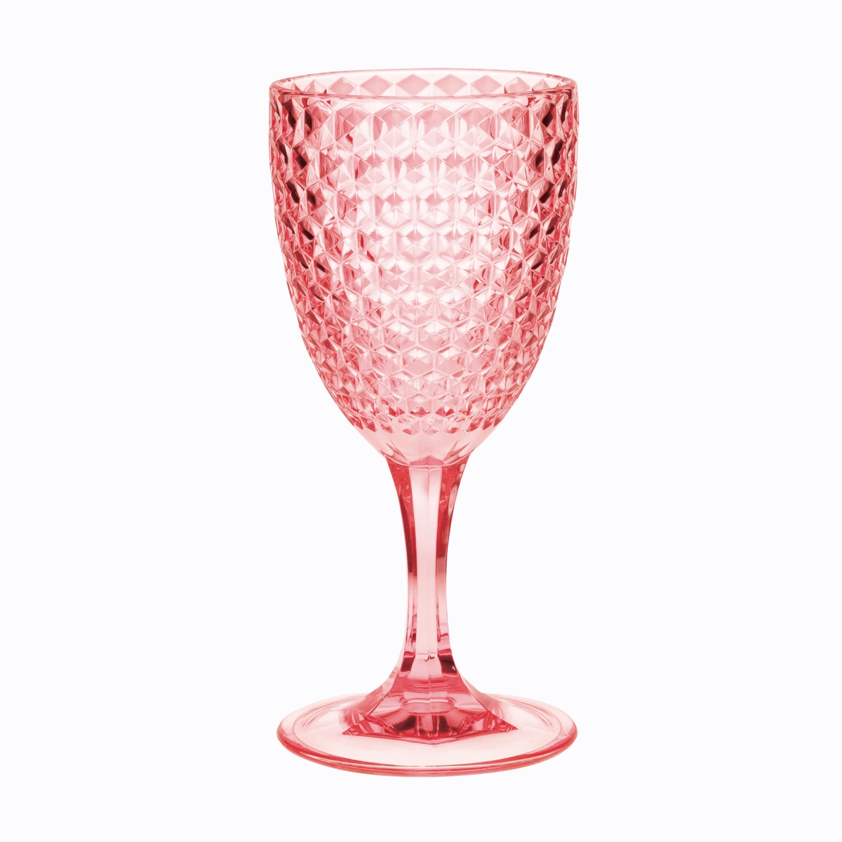 Picture of HomeRoots 521105 Diamond Acrylic Stemmed All Purpose Wine Glass, Pink - Set of 4