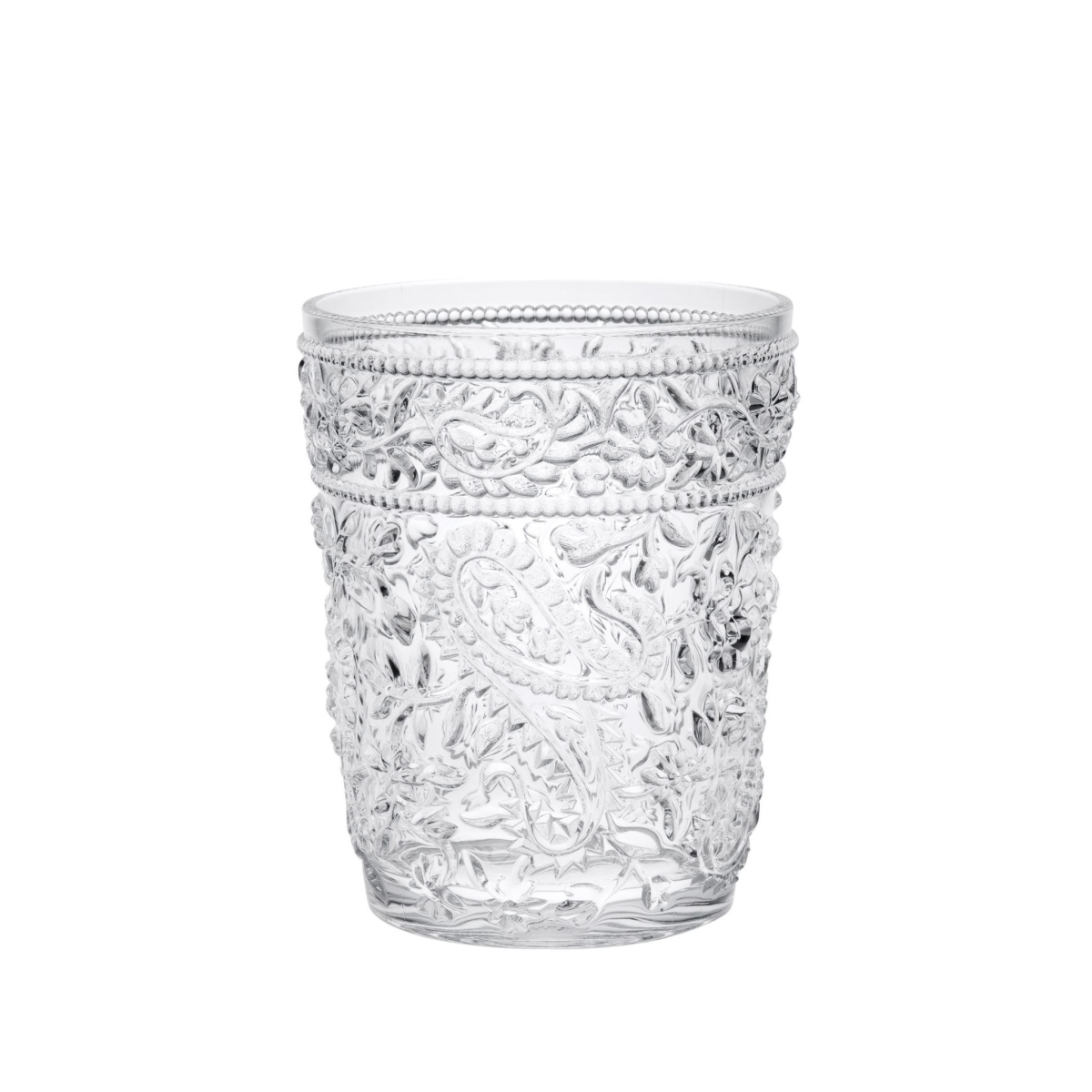 Picture of HomeRoots 521149 Paisley Acrylic Stemless Whiskey Glass, Clear - Set of 4