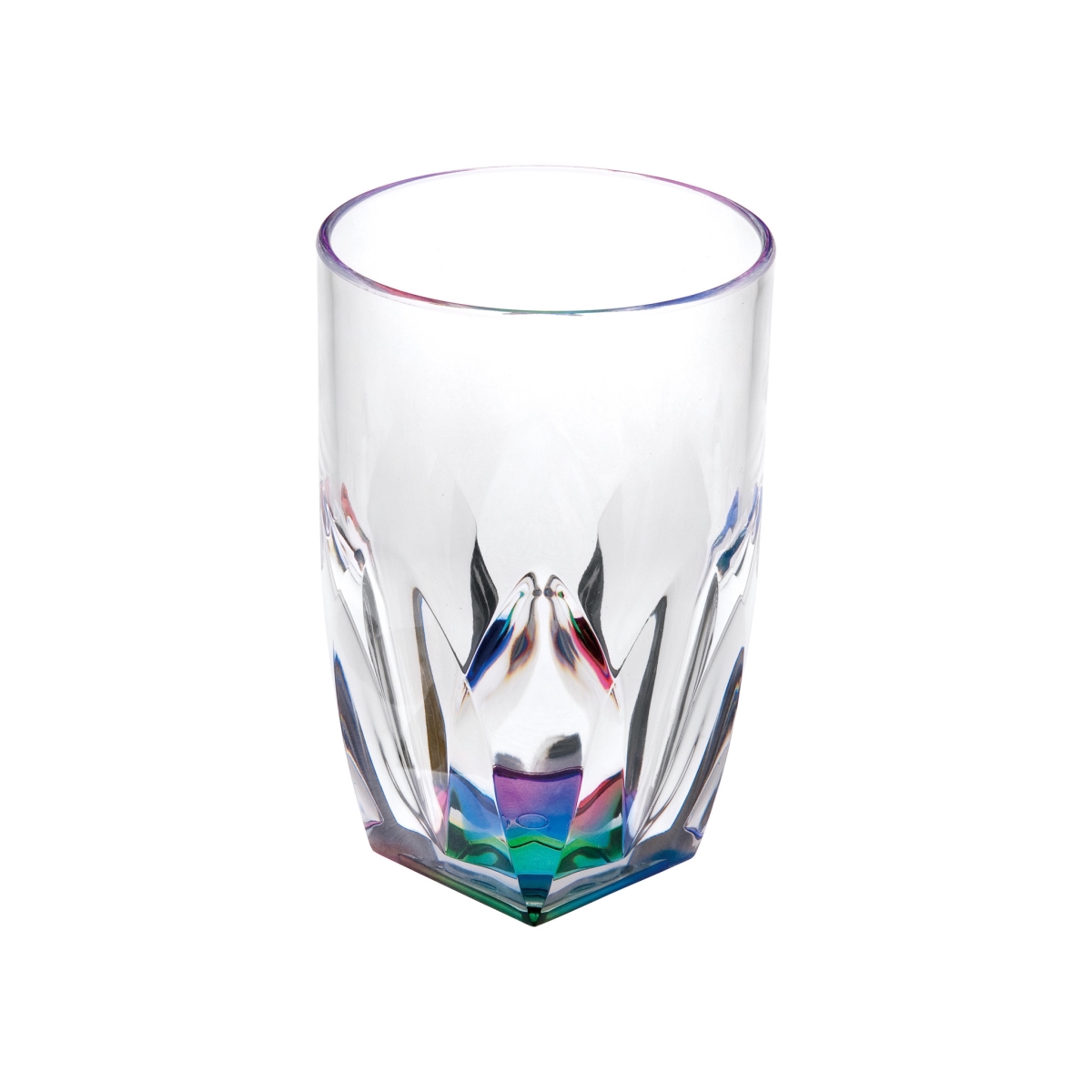 Picture of HomeRoots 521173 Geometric Acrylic Highball Glasses, Clear & Rainbow - Set of 4