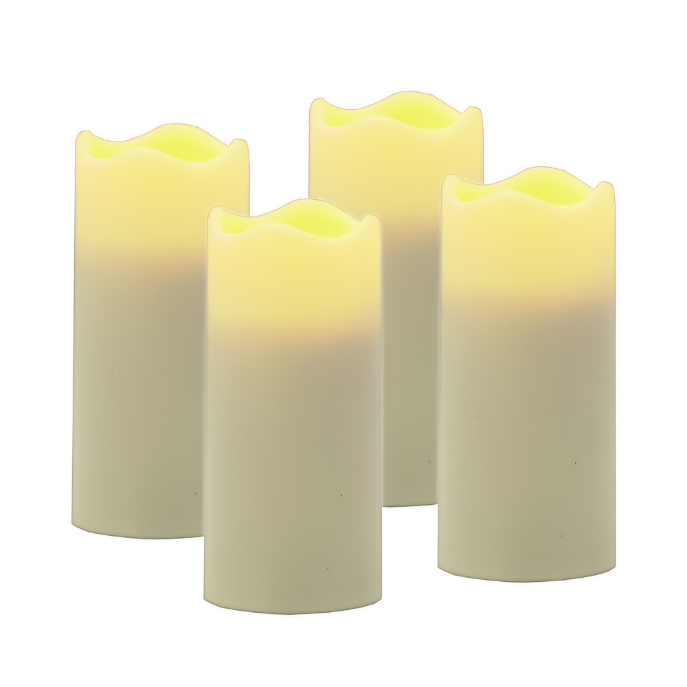 Flameless Pillar Candles, Ivory - Set of 4