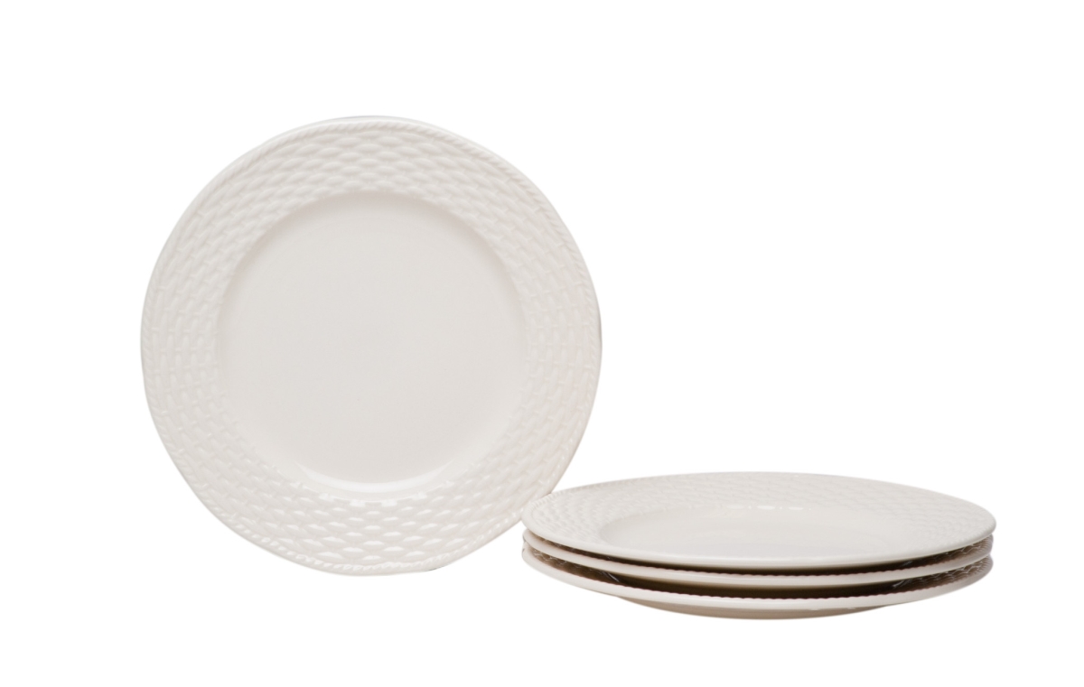 Picture of HomeRoots 483499 Round Weave STO Are Service for Four Salad Plate Set, White - 4 Piece