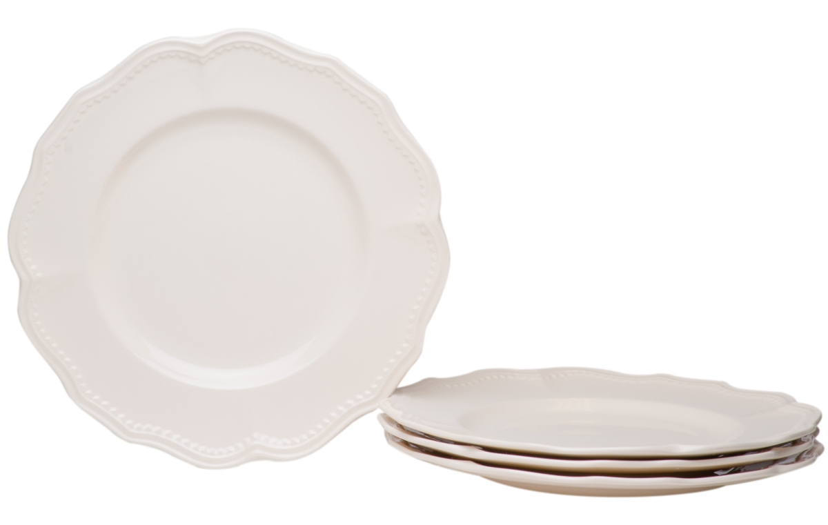 Scallop STO Are Service for Four Dinner Plate Set, White - 4 Piece