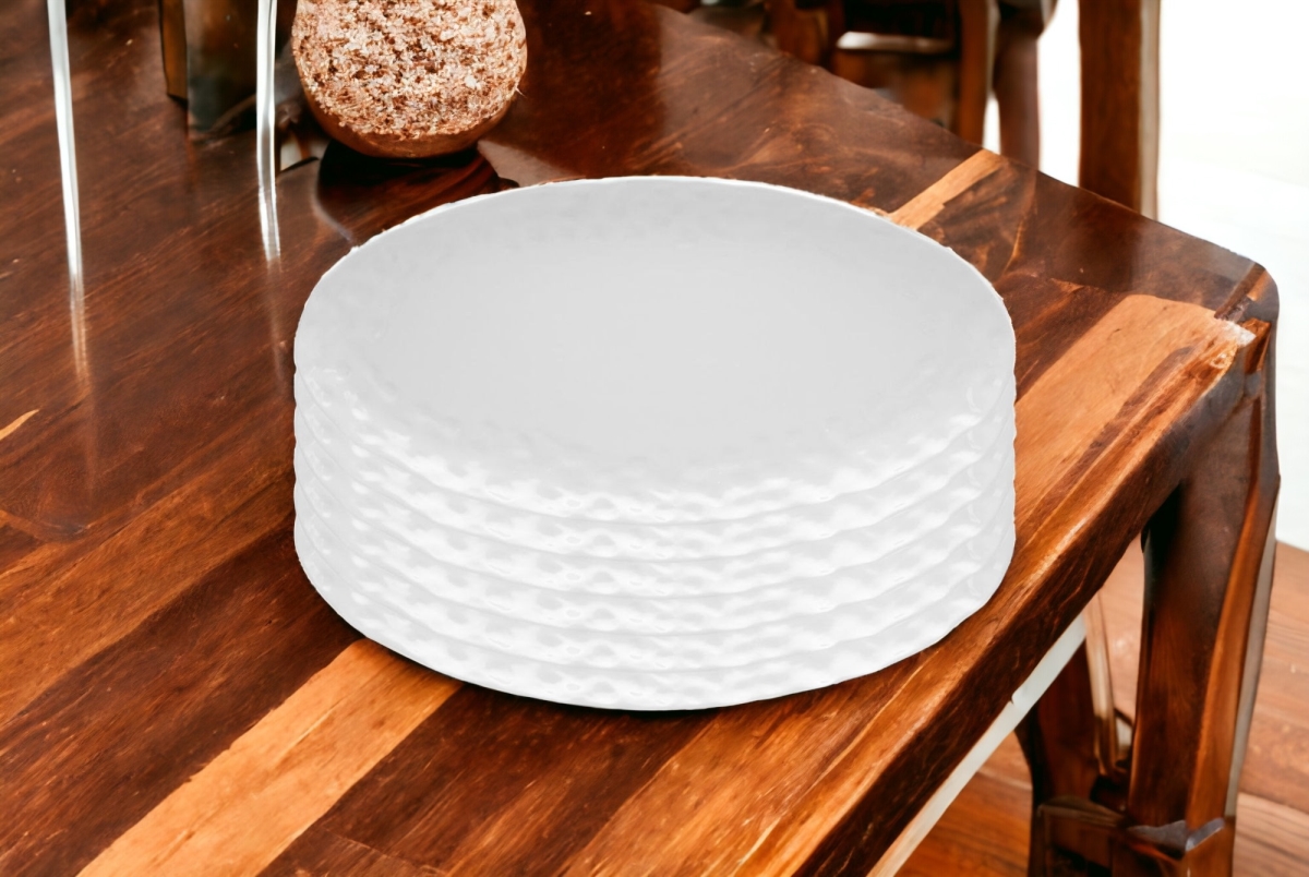 Picture of HomeRoots 483507 Round Pebbled Porcelain Service for Six Dinner Plate Set, White - 6 Piece