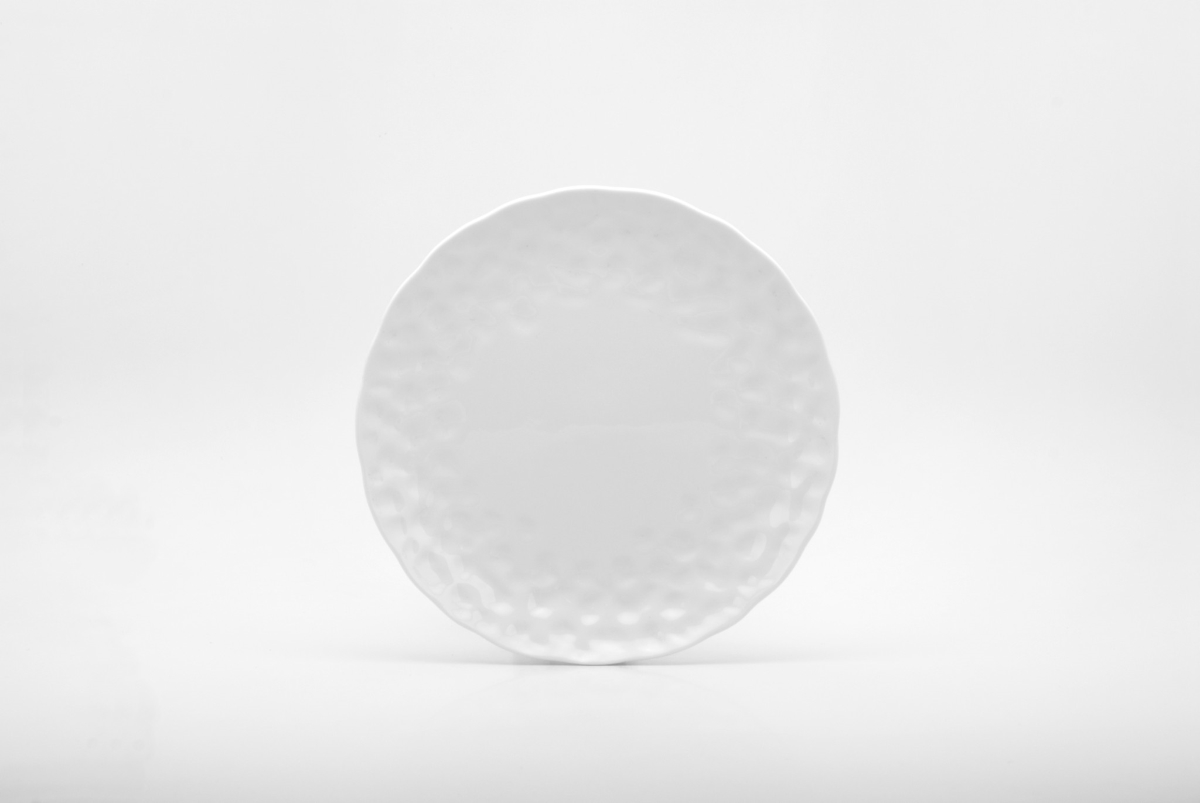 Picture of HomeRoots 483508 Round Pebbled Porcelain Service for Six Salad Plate Set, White - 6 Piece