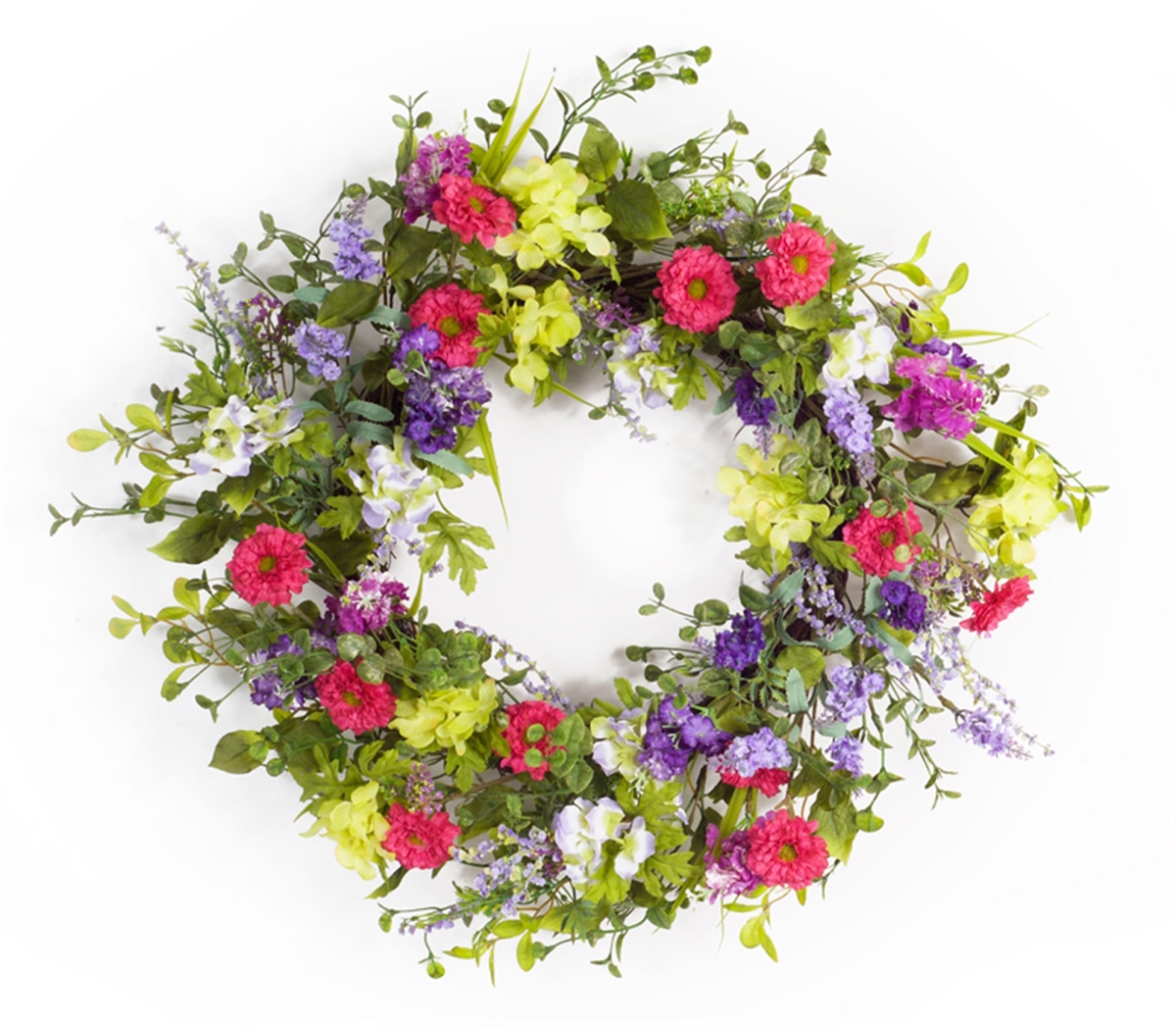 Picture of HomeRoots 516080 24 in. Mixed Assortment Artificial Wreath&#44; Pink & Green