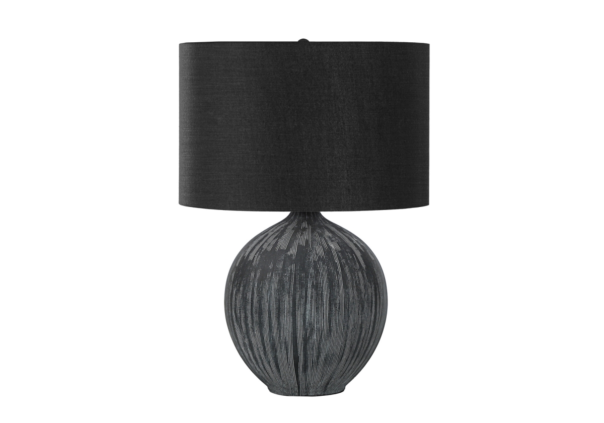 545805 23 in. Ceramic Round Table Lamp with Black Drum Shade, Black
