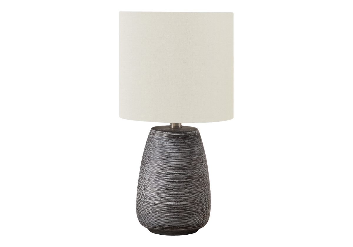 545819 19 in. Ceramic Round Table Lamp with Ivory Drum Shade, Gray