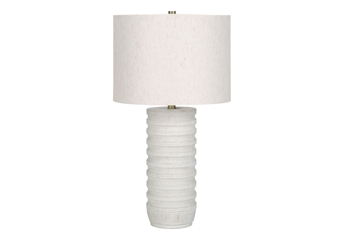 28 in. Cylinder Table Lamp with Cream Drum Shade, Cream