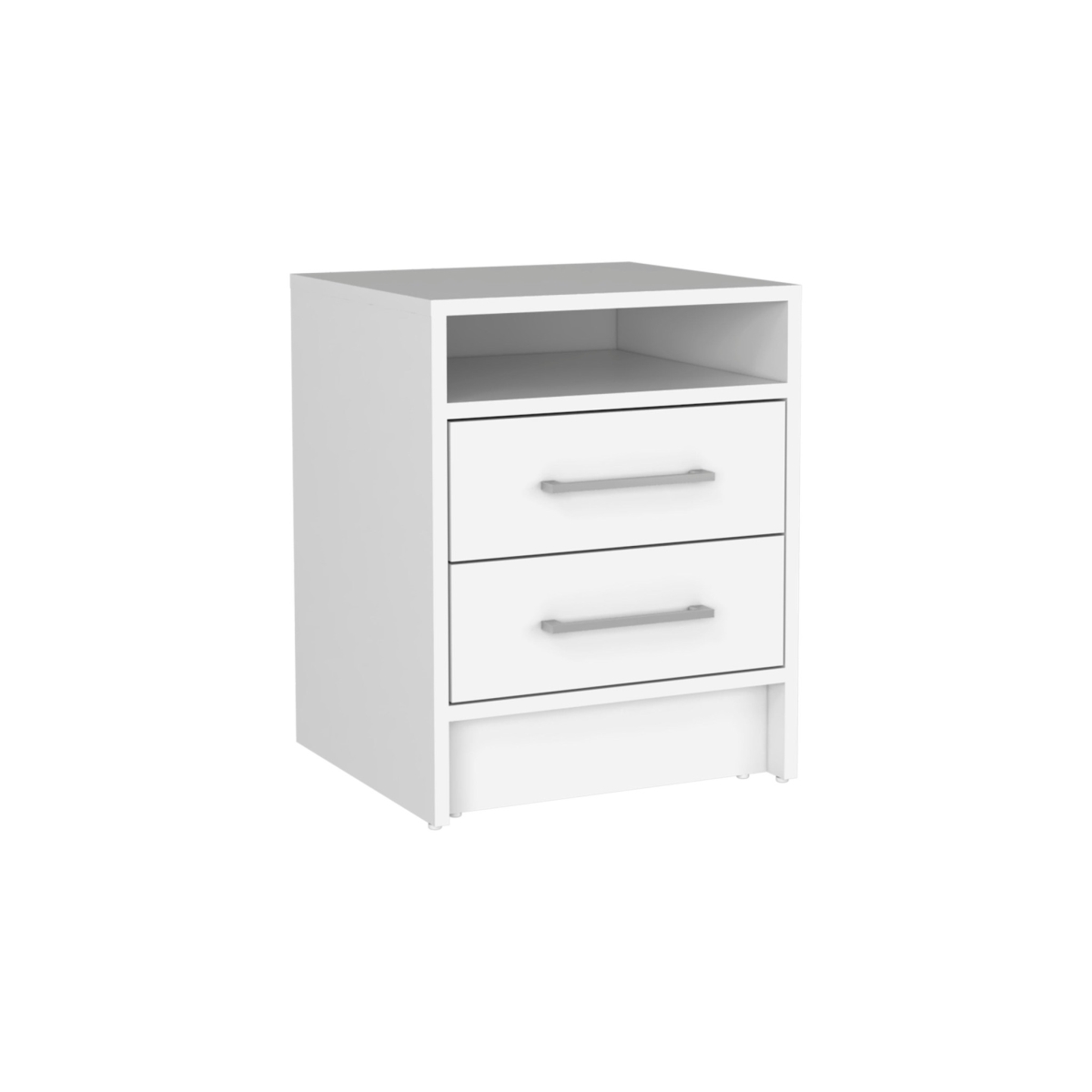 20 in. Two Drawer Faux Wood Nightstand, White