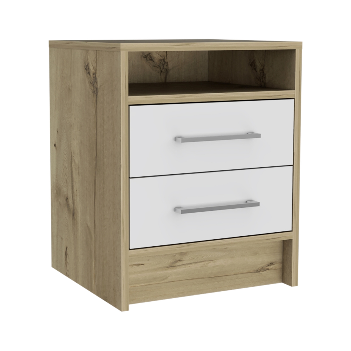 20 in. Two Drawer Faux Wood Nightstand, White
