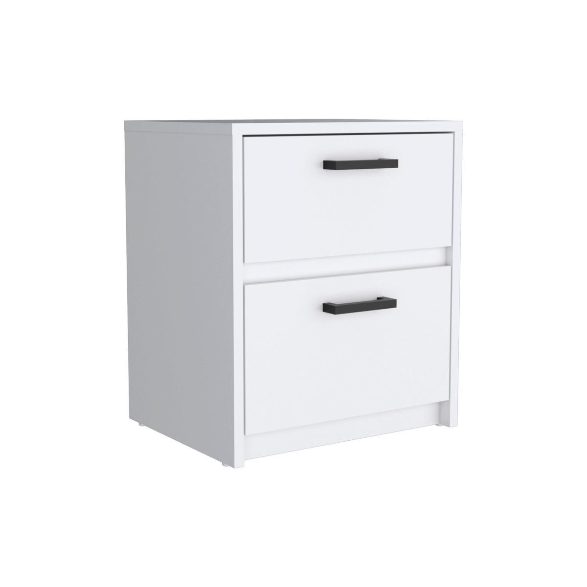 19 in. Two Drawer Faux Wood Nightstand, White