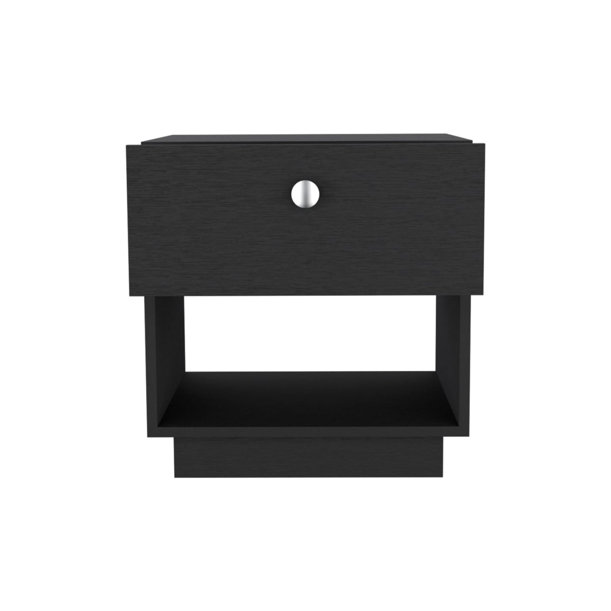 20 in. One Drawer Faux Wood Nightstand, Black