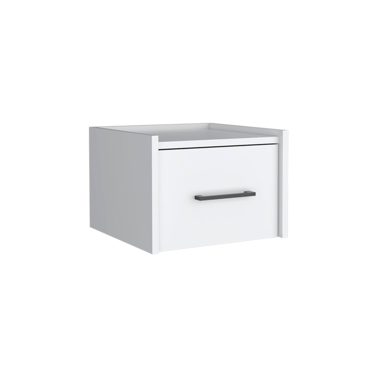 10 in. One Drawer Faux Wood Floating Nightstand, White