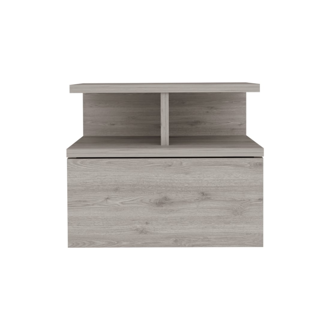 12 in. One Drawer Faux Wood Nightstand, Light Gray