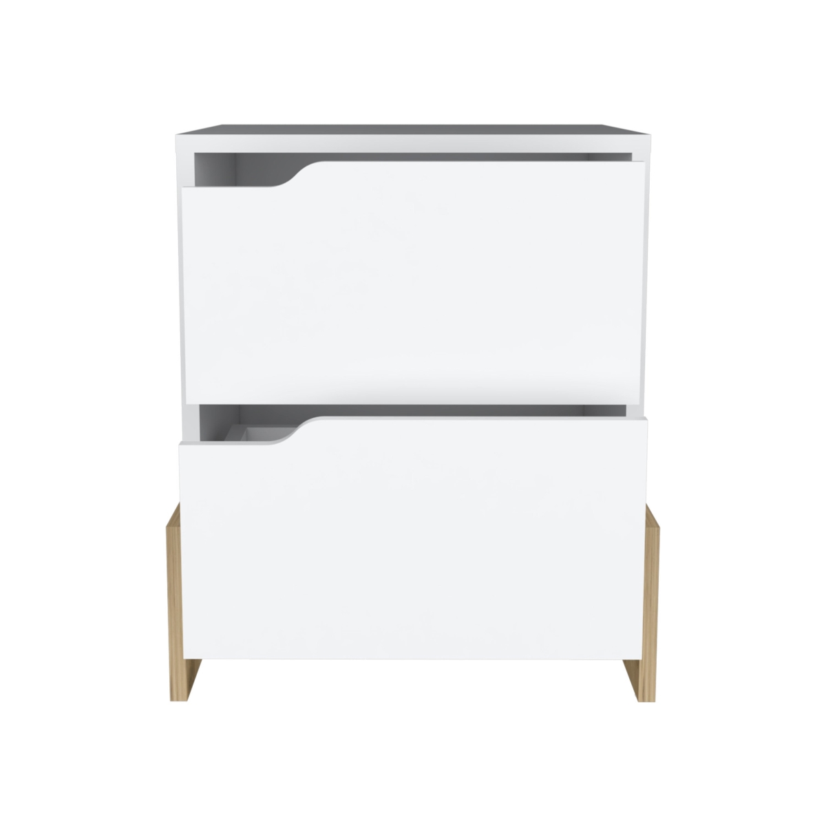 20 in. Two Drawer Faux Wood Nightstand, White
