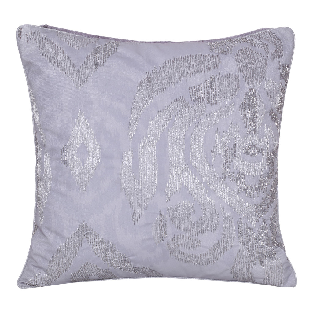 535233 20 x 20 in. Striped Polyester Zippered Pillow with Beads, Silver