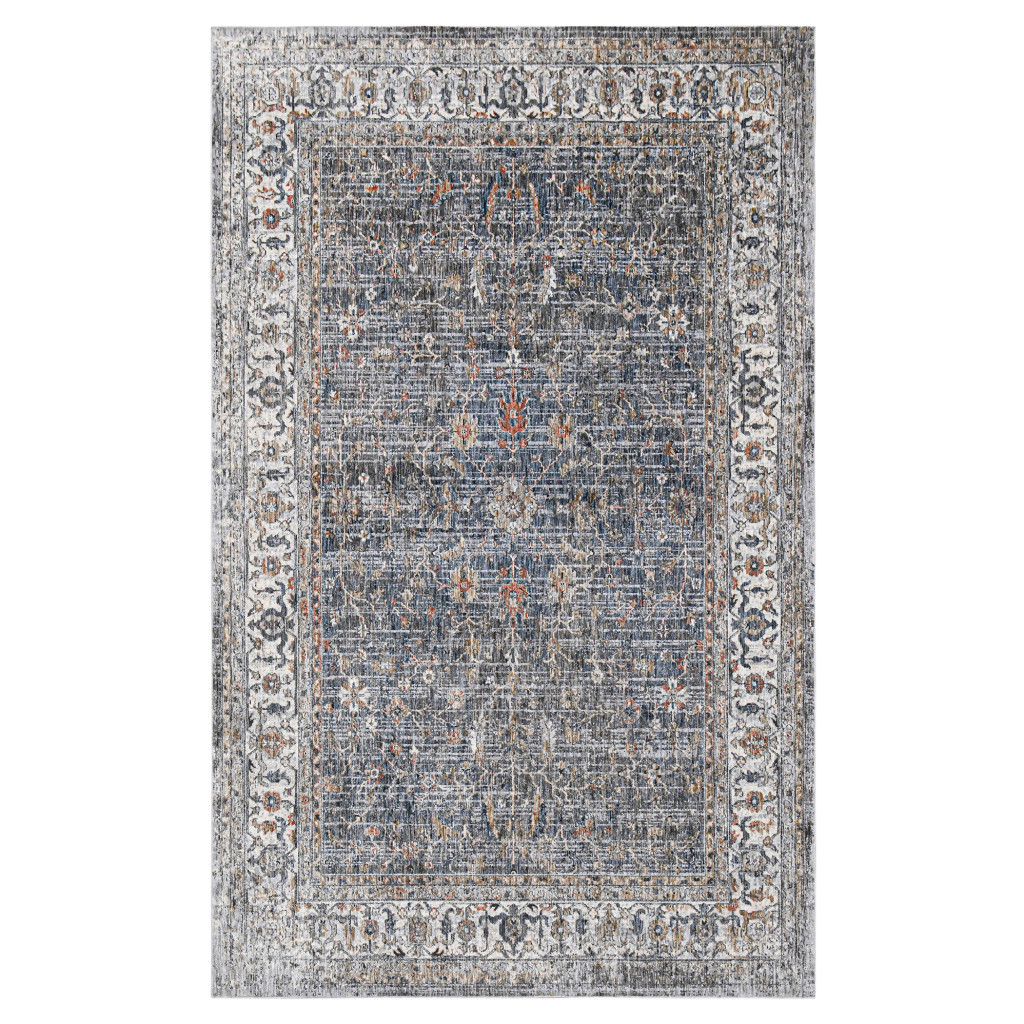 5 x 8 ft. Oriental Power Loom Rectangle Area Rug, Gray & Brown