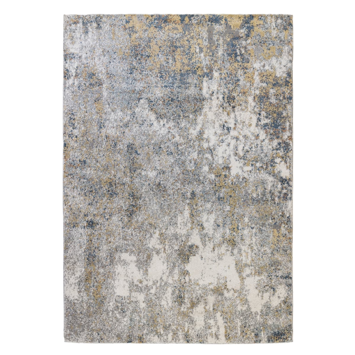 5 x 8 ft. Abstract Power Loom Rectangle Area Rug, Blue & Yellow
